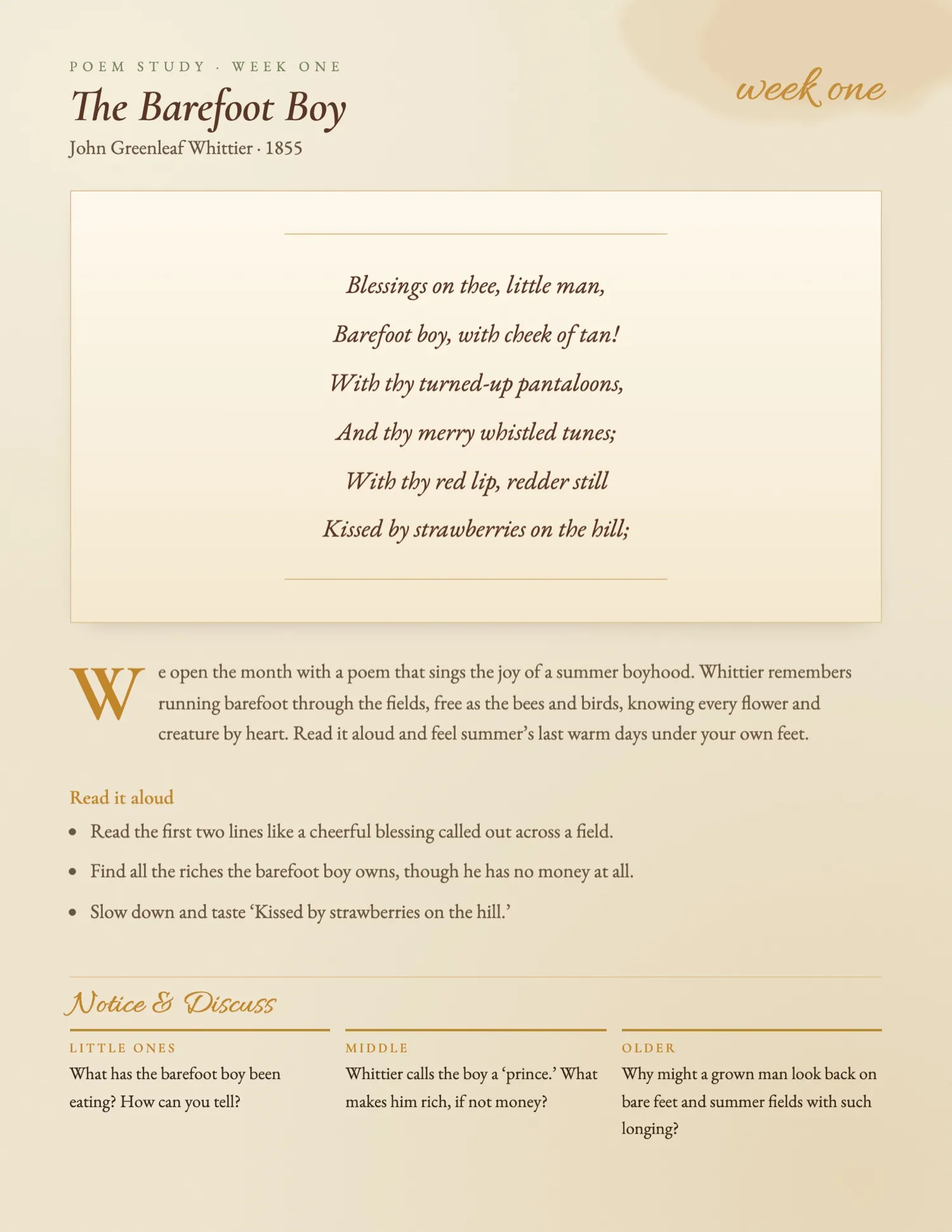 August Morning Feast — Poem study