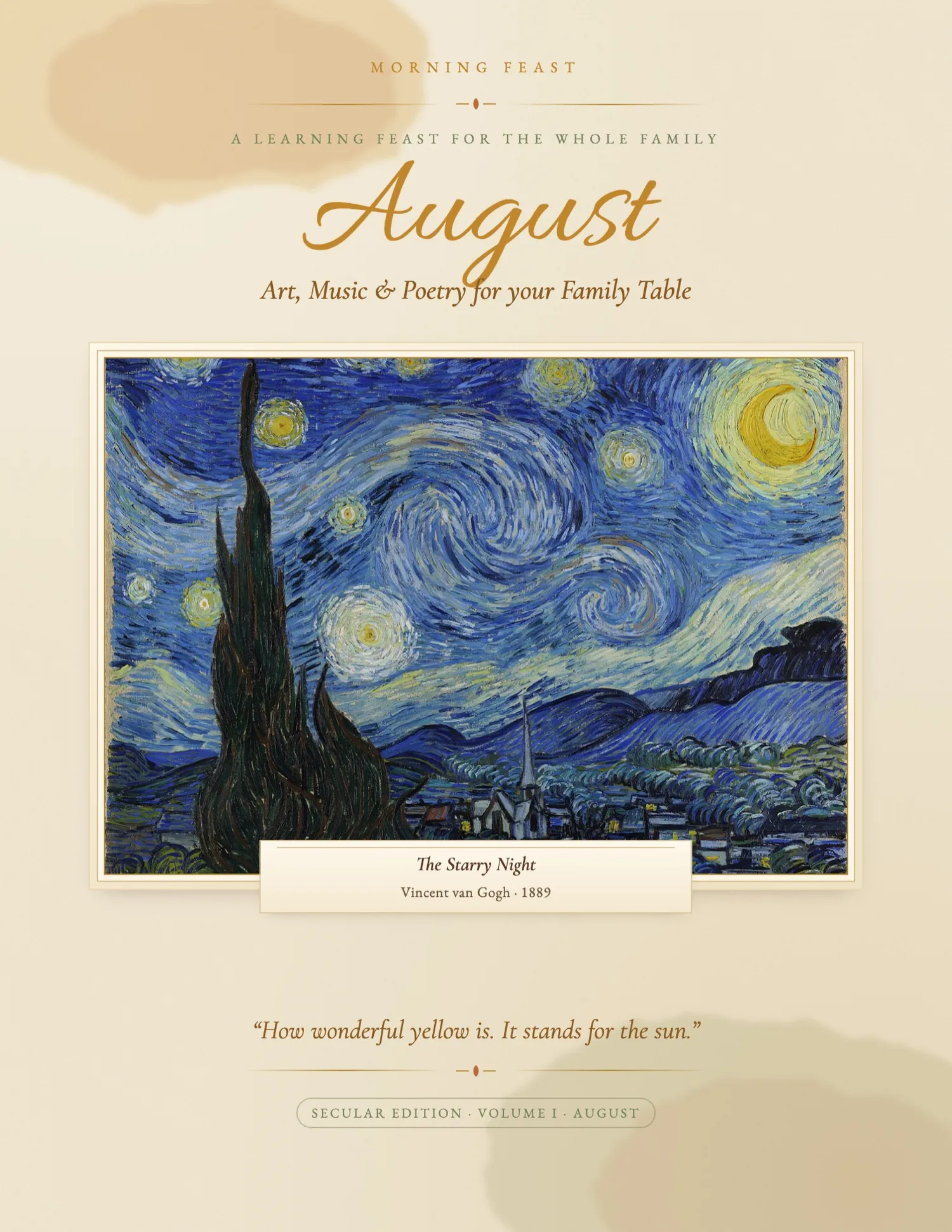 Morning Feast — August: Vincent van Gogh cover
